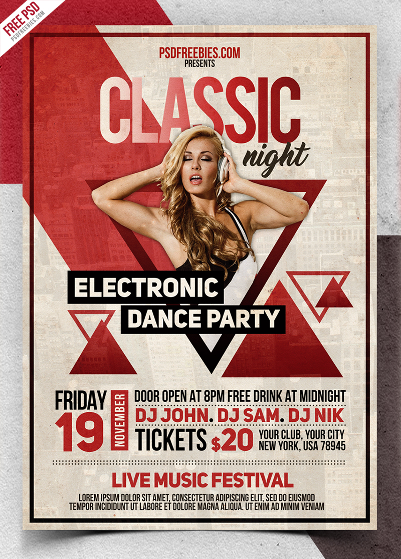 Vintage Party Flyer PSD Template – PSDFreebies.com With Regard To Retro Flyer Template Free