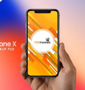iPhone X in Hand Mockup Free PSD
