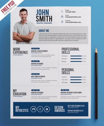 Creative Resume CV PSD Template | PSDFreebies.com