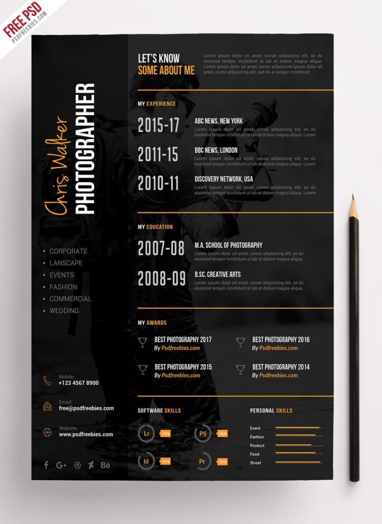 Photographer Cv Template Free Download