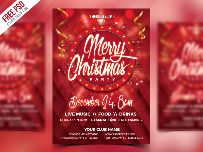 Christmas Party Flyer Psd Template Psdfreebies Com
