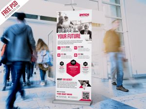 Clean Corporate Ad Roll-up Banner PSD
