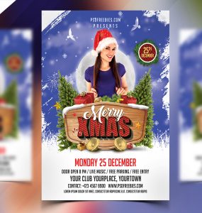 Merry Christmas Party Flyer Free PSD