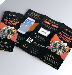 Mobile App Promotion Tri-Fold Brochure PSD