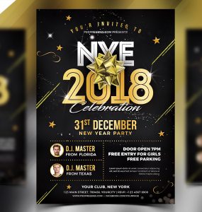 New Year 2018 Party Flyer PSD