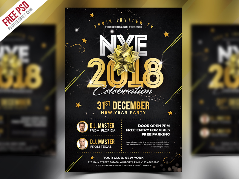 New Year 18 Party Flyer Psd Psdfreebies Com