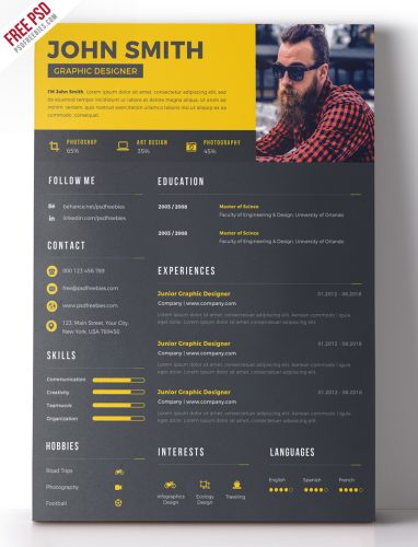 Clean Resume Design Free PSD | PSDFreebies.com