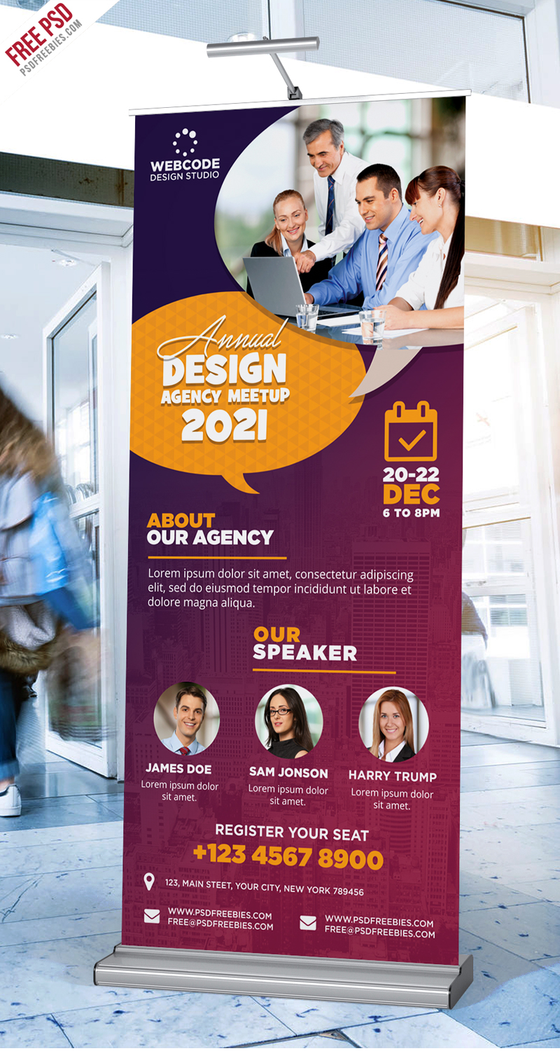 Corporate Conference Roll-up Banner PSD