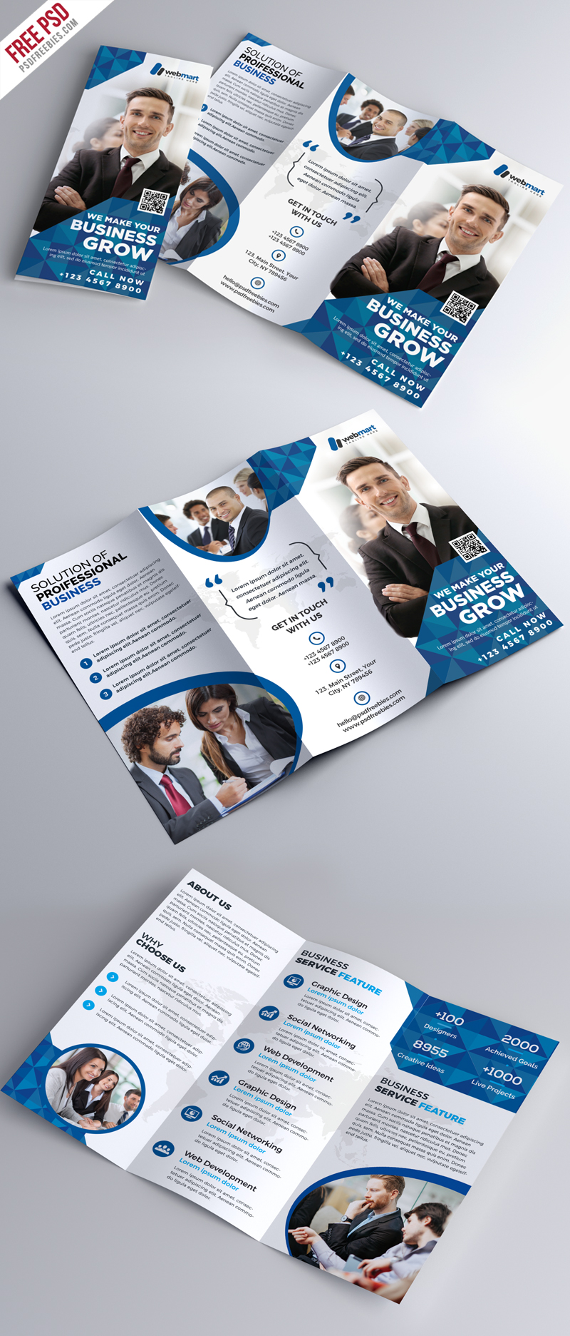 Corporate Tri-fold Brochure Free PSD – PSDFreebies.com Throughout 3 Fold Brochure Template Psd Free Download