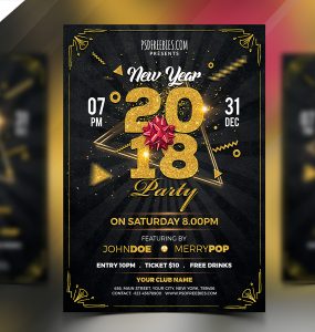 New Year 2018 Party Flyer PSD Template