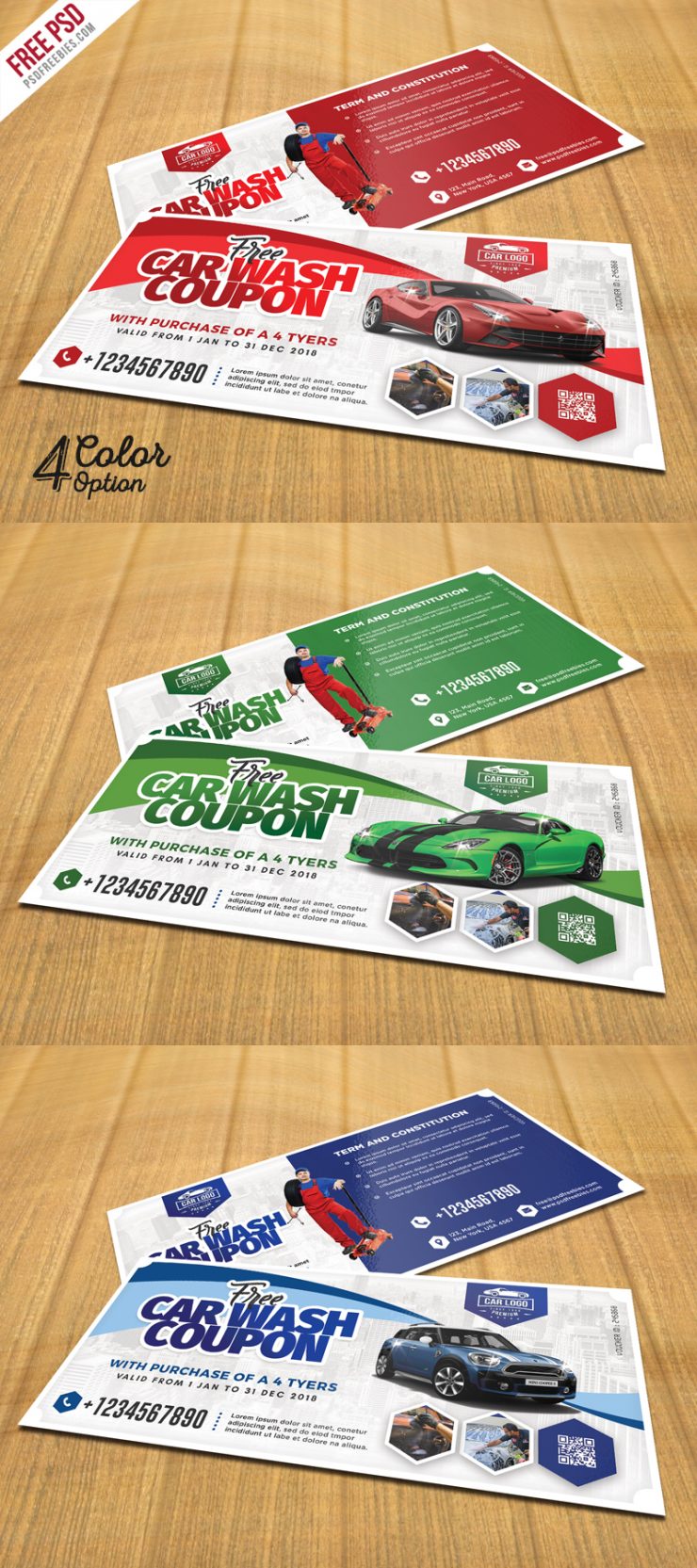 Car Wash Coupon Template PSD Set