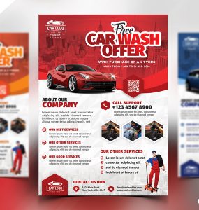 Car Wash Services Promotional Flyer PSD Bundle