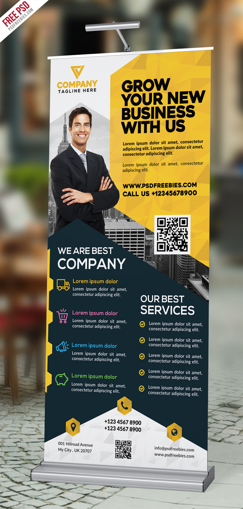 Corporate Roll Up Banner Design Free PSD