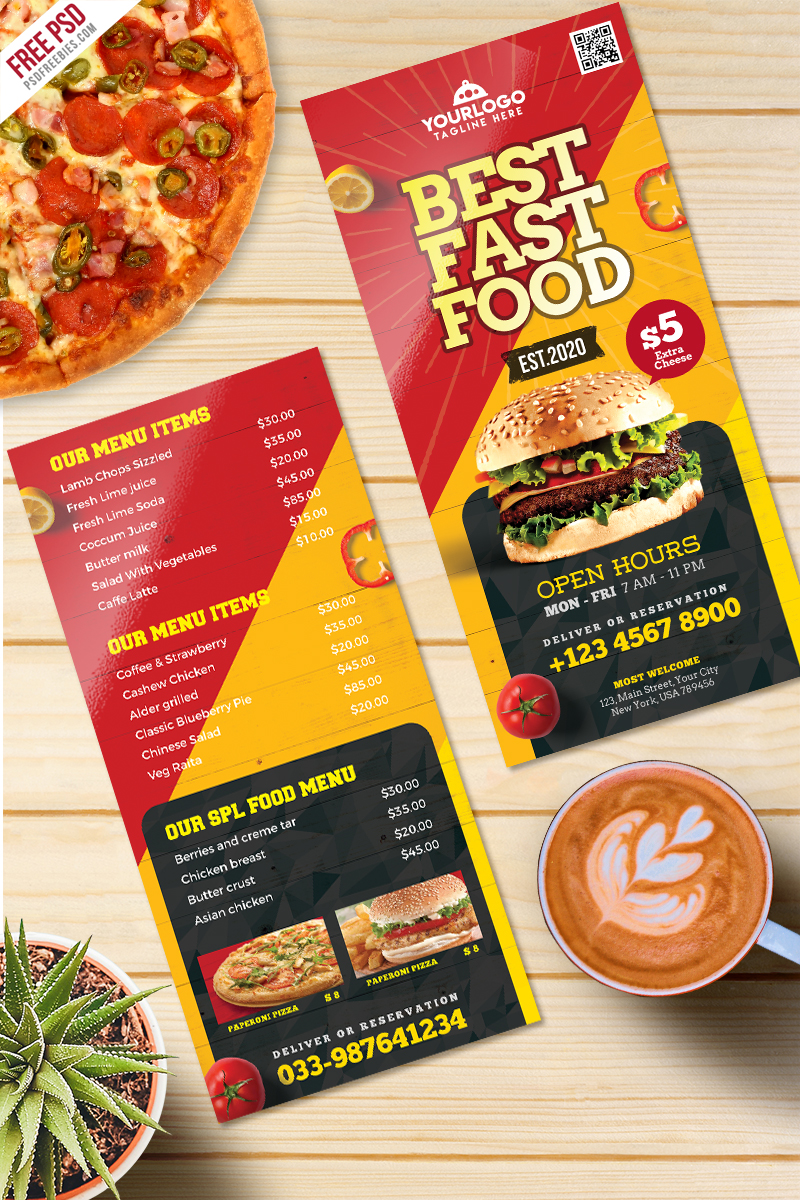 Fast Food Menu Card Free PSD