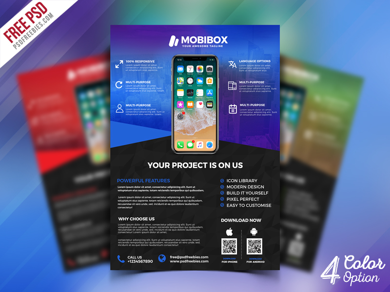 Mobile App Promotion Flyer PSD Bundle | PSDFreebies.com