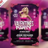 Valentines Day Party Flyer PSD Freebie