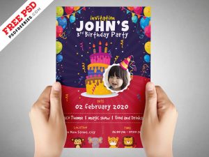 Kids Birthday Party Invitation Flyer PSD