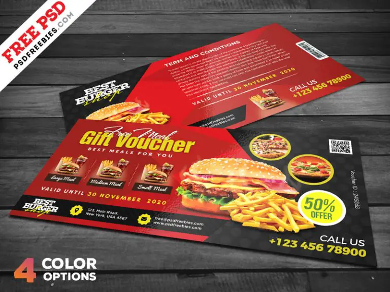 Restaurant Free Meal Voucher Psd Set Psdfreebies Com