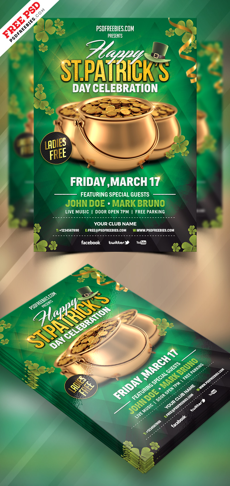 Download the St. Patrick's Day Free Flyer Template for Photoshop