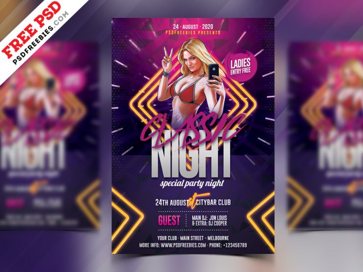Club Night Party Flyer Free PSD