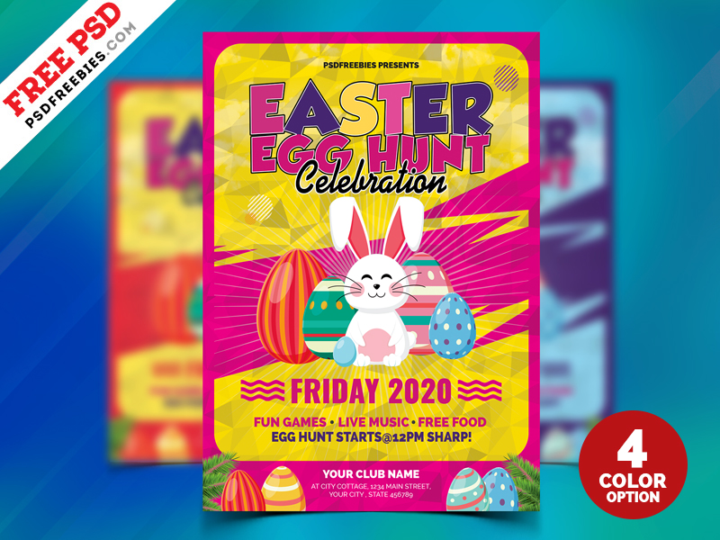 Easter Egg Hunt Flyer Template Free from psdfreebies.com