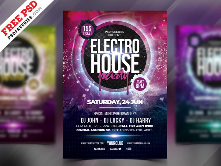 Electro Party Flyer Free PSD