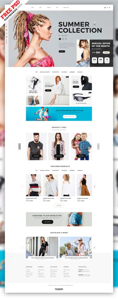 Fashion E-commerce Website Home Page PSD | PSDFreebies.com