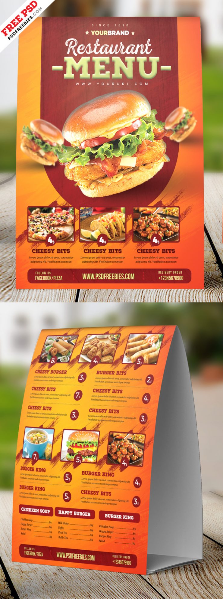 Food Menu Tent Card Design Free PSD | PSDFreebies.com