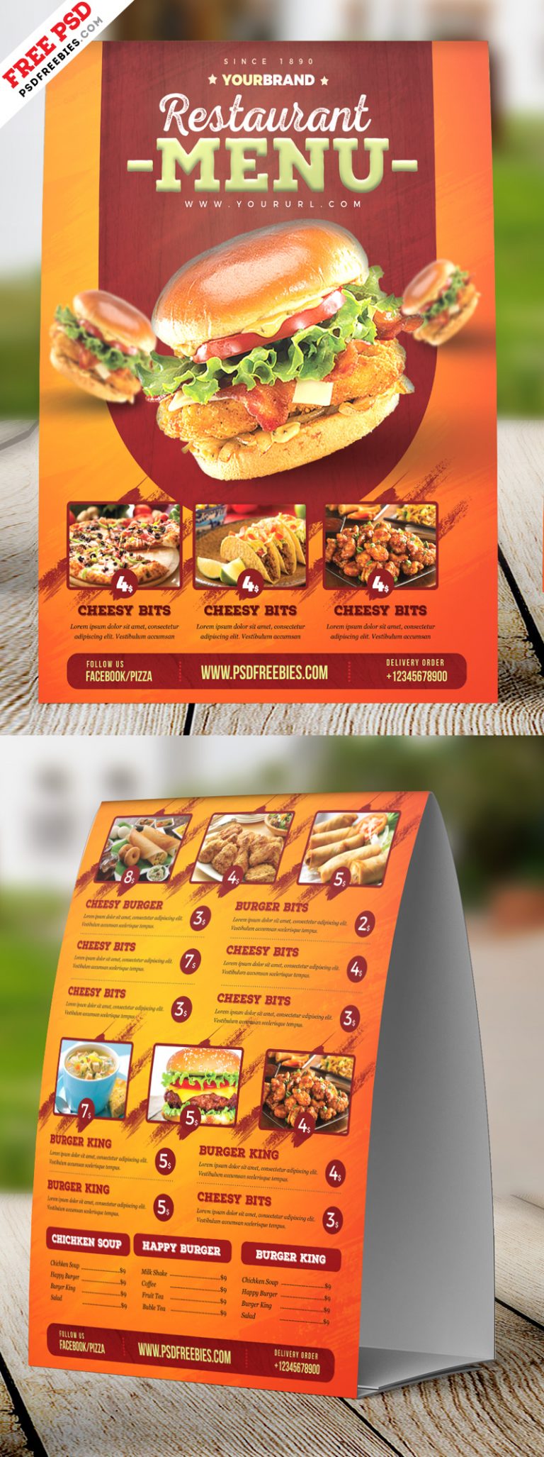 Food Menu Tent Card Design Free Psd Psdfreebies Com