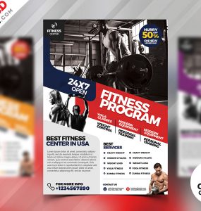 Gym Fitness Flyer Design PSD Bundle