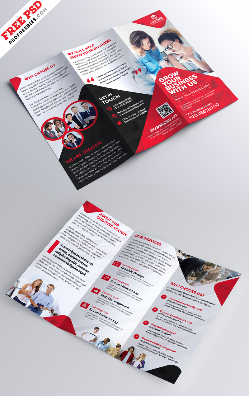 Business Tri-fold Brochure Template Design PSD – PSDFreebies.com Within Brochure Psd Template 3 Fold