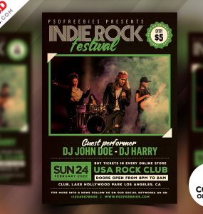Indie Rock Music Festival Flyer Free PSD