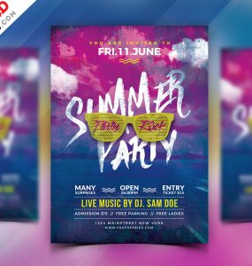 Summer Party Flyer Design Free PSD