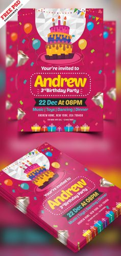 Birthday Party Invitation Card PSD | PSDFreebies.com