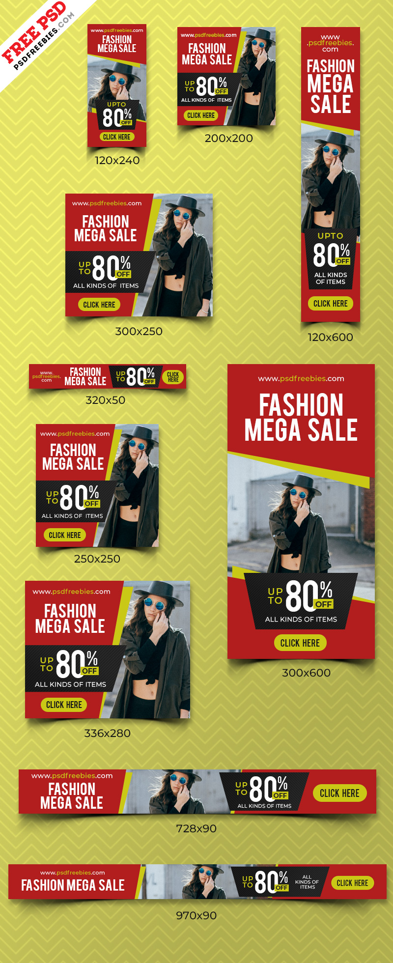 Fashion Sale Ad Banners PSD Set