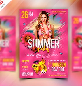 Summer Event Party Flyer Design PSD