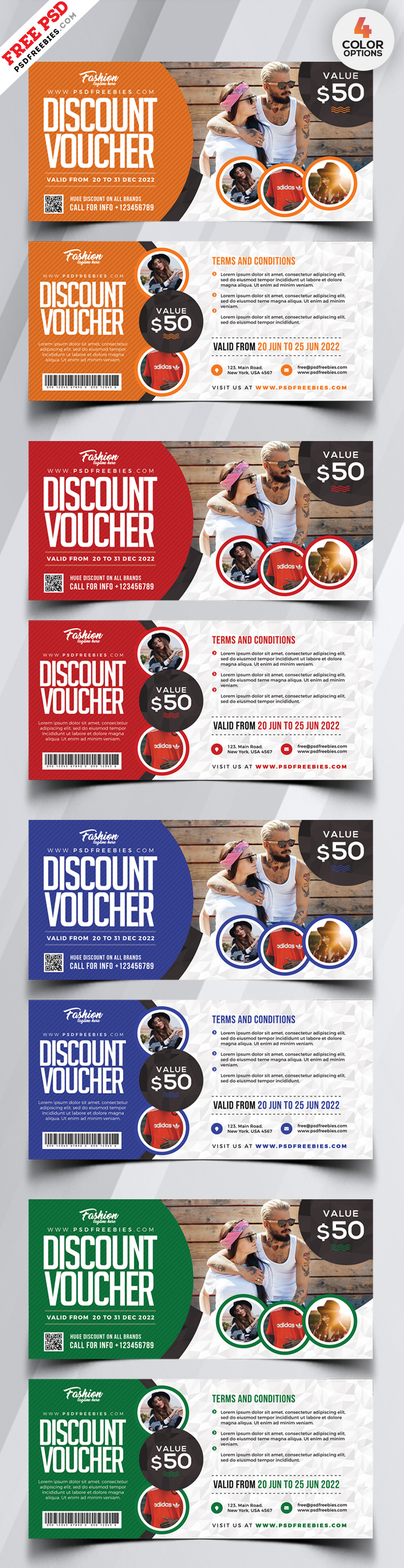 Discount Voucher Card PSD Set