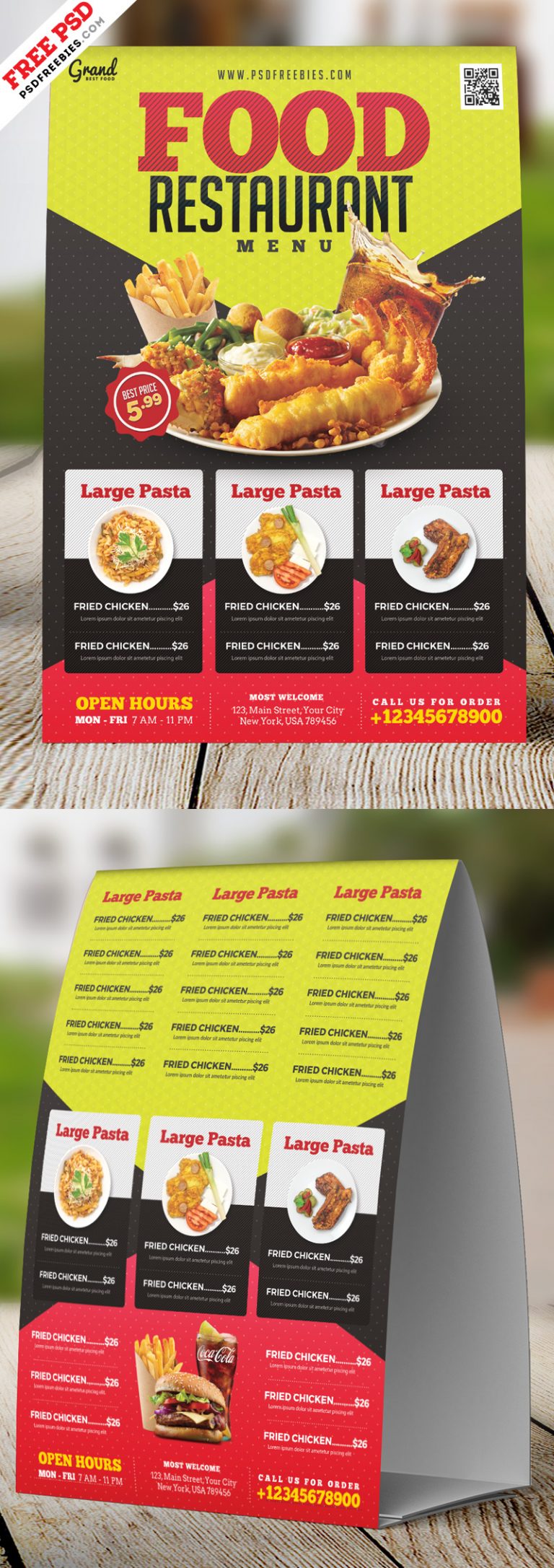 Restaurant Tent Card Design PSD | PSDFreebiescom