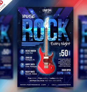 Rock Music Event Flyer PSD Template