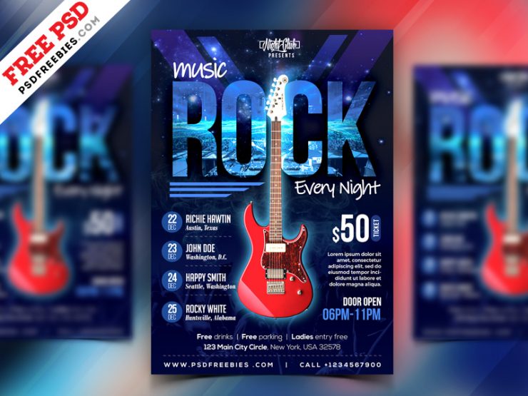 Rock Music Event Flyer PSD Template