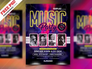 Music Party Flyer Template PSD