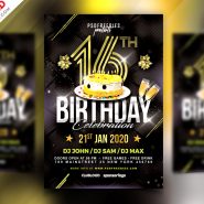 Birthday Night Party Flyer PSD