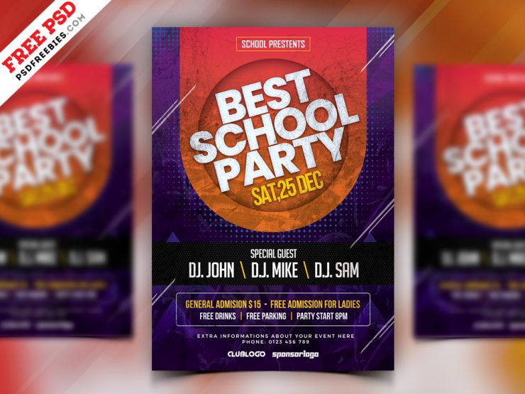 School Party Flyer Template PSD