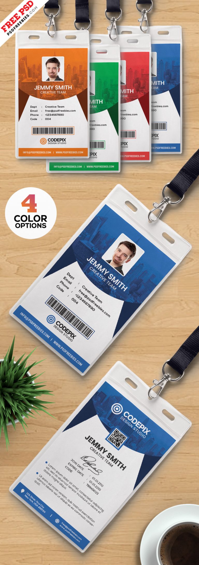 Vertical Identity Card Templates PSD | PSDFreebies.com