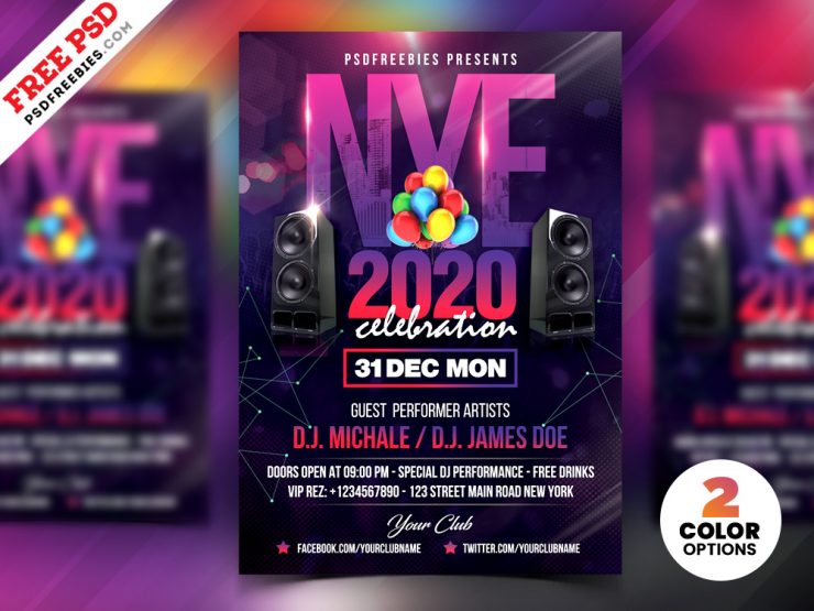 New Year Party Flyer Design PSD