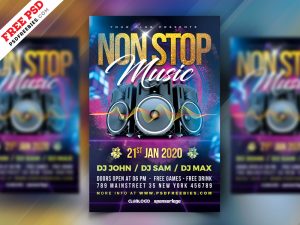 Non Stop Music Party Flyer PSD