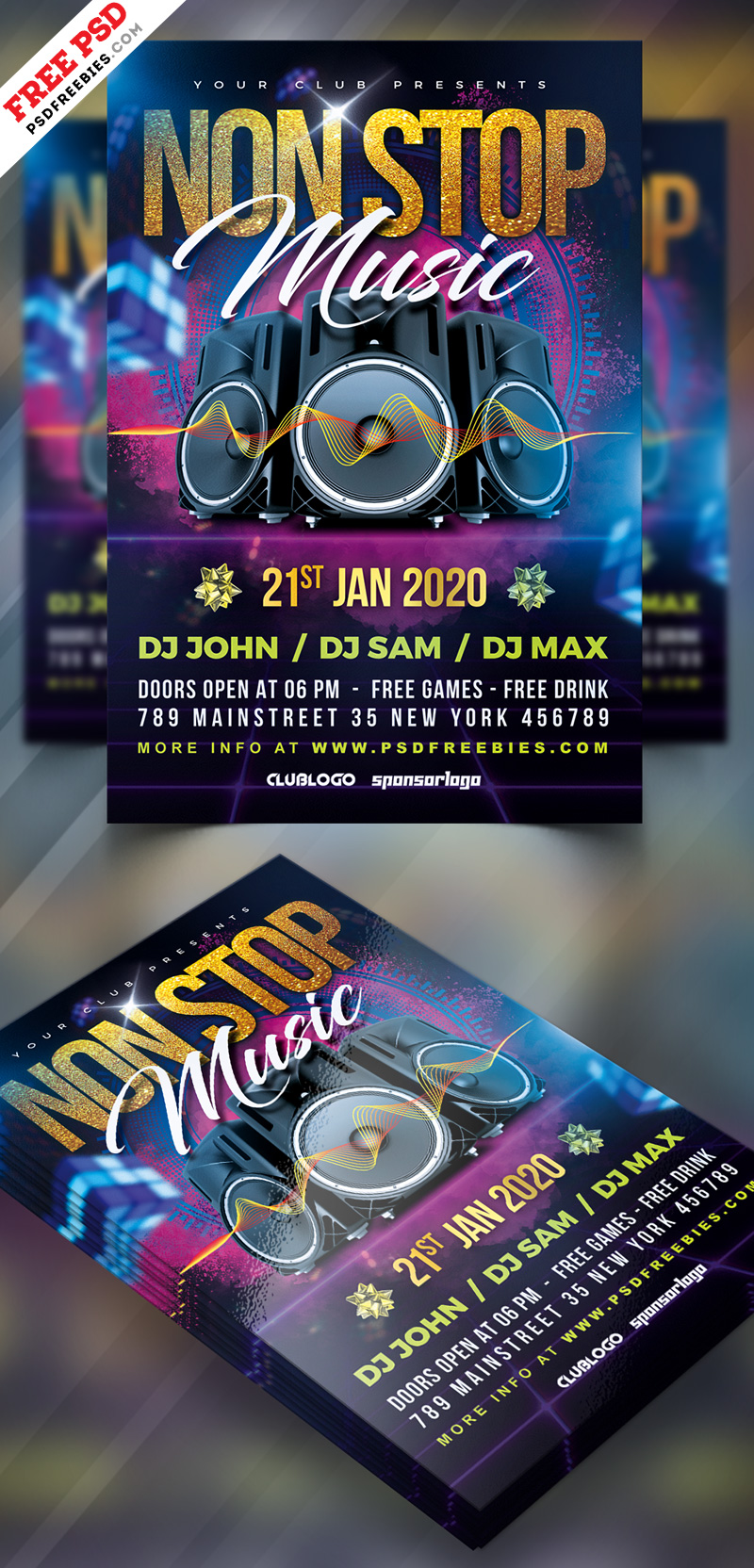 Non Stop Music Party Flyer PSD