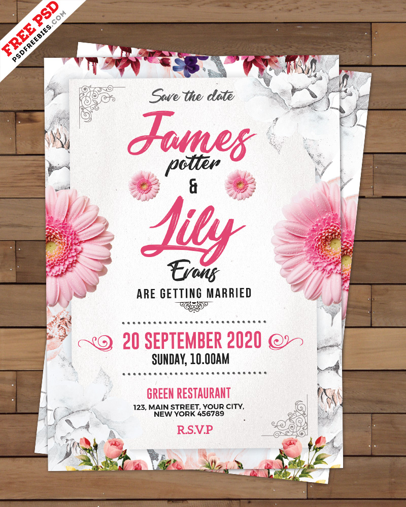 Wedding Invitation Card Template PSD PSDFreebies