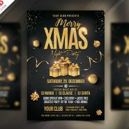 Merry Christmas Night Party Flyer PSD