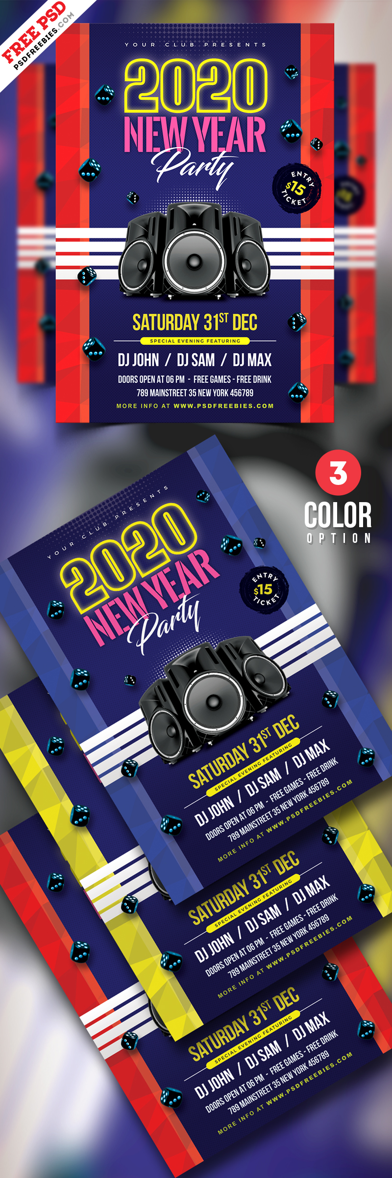 New Year Celebration Party Flyer Design PSD